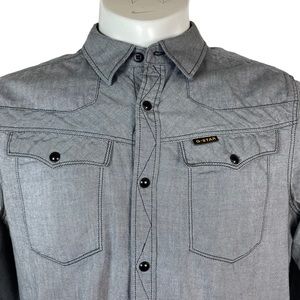 G Star Raw - Tailor Shirt - Gray Snap Front LARGE